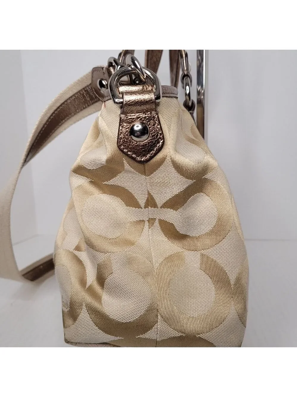 Coach Poppy Champagne Gold Tote Crossbody/Shoulder Bag H1069-16296P